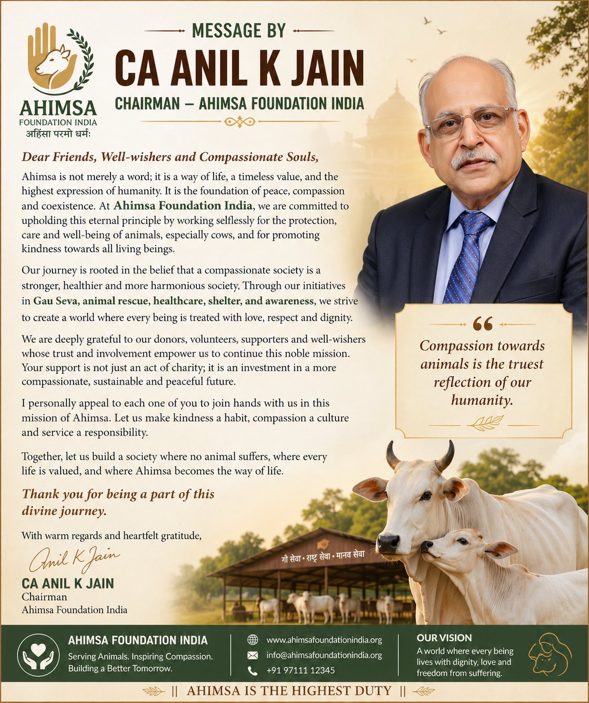 Ahimsa Foundation Peace Animals